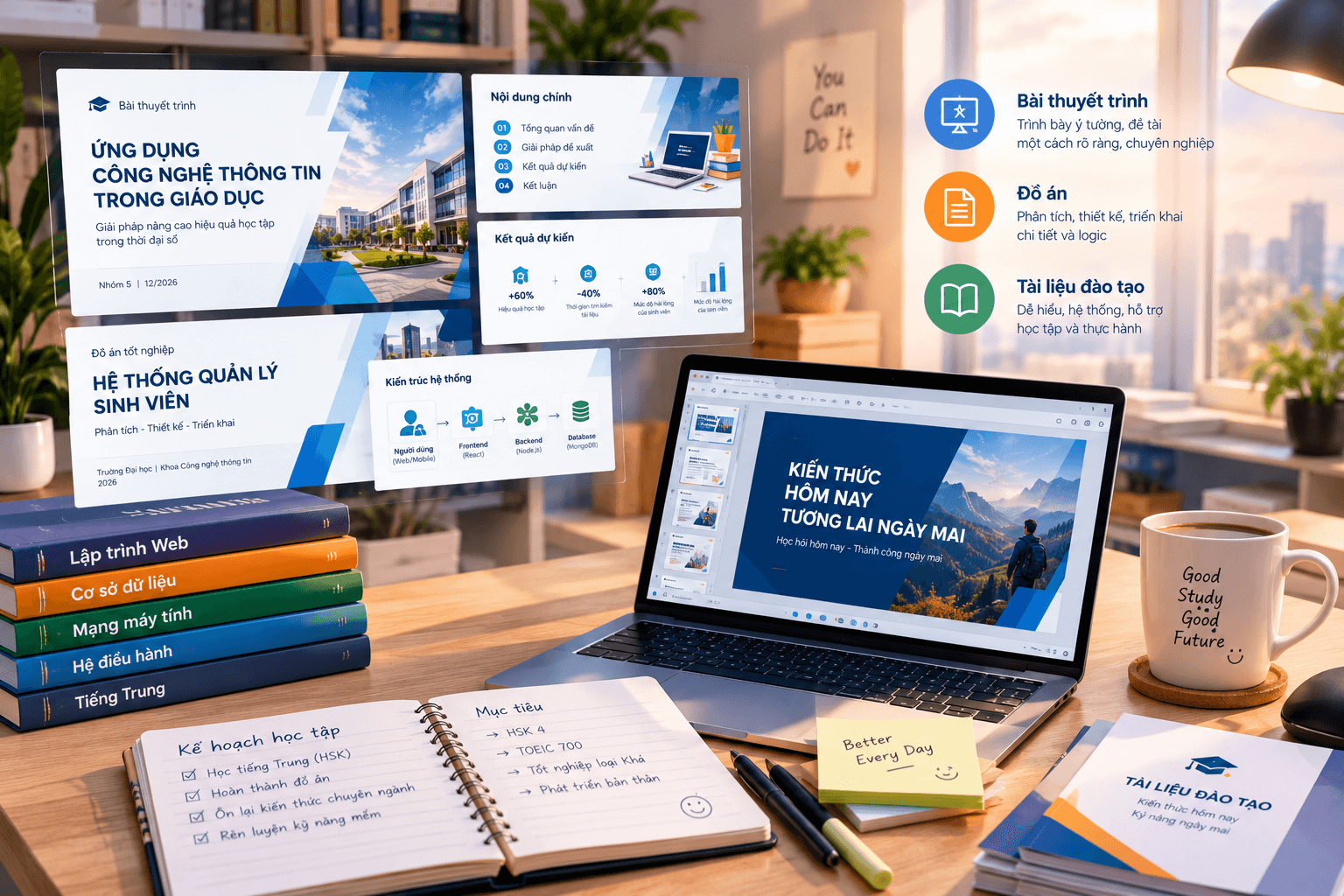 Mẫu slide thuyết trình đồ án với nội dung trực quan